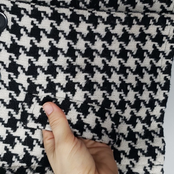 Houndstooth Blazer Jacket Wool Blend Size 6 Ann Taylor Boxy - Picture 4 of 7